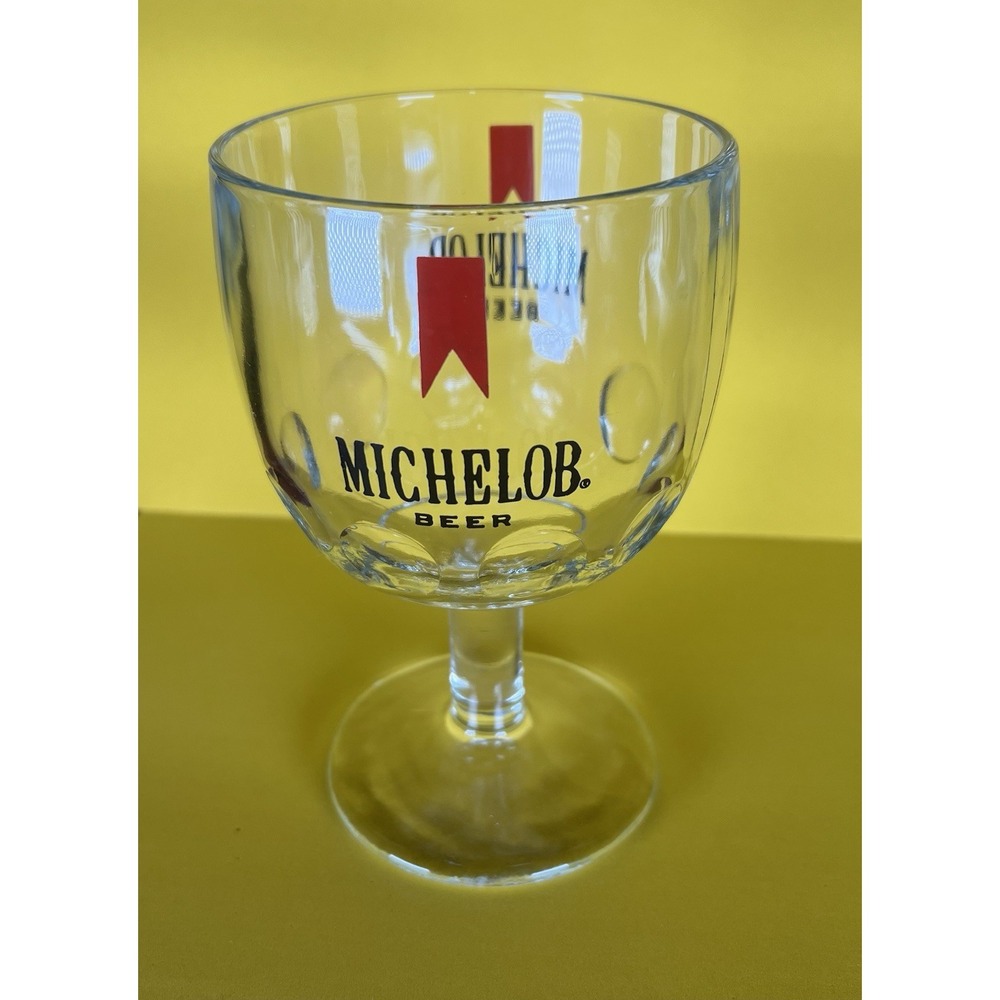 Michelob Beer Heavy‎ Glass Goblet Style Mug Remember Use To Be A Carnival Prize